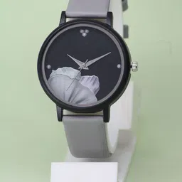 VIRAKTI Women Brass Printed Dial & Leather Straps Analogue Watch G-36-GREY BLACK-G-image-67