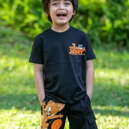 Nap Chief Kids Unisex Tom and Jerry Slam Dunk Printed Pure Cotton T-shirt with Shorts-picture-19