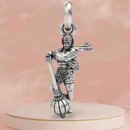 De Flossy Silver 925 Rhodium-Plated Hanuman Ji Pendant-image-25