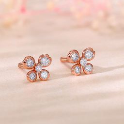 GIVA Rose Gold Primrose Diamond Earrings 2.0-image-41