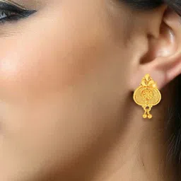 DIVASTRI Gold-Plated Cubic Zirconia Floral Drop Earrings-43