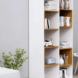 HEXA RED Beige & White Wooden Book Shelf-picture-58
