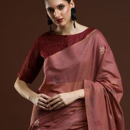 Mitera Floral Woven Design Muga Saree with Saree Blouse-image-97