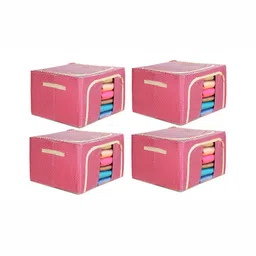 Stylista Red 4 Pieces Striped Water Resistant Multi-Utility Zippered Wardrobe Organisers-12