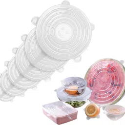 Silicone Stretch Lids Microwave Safe Flexible Reusable Food Wrap Cover Safety 8 inch Lid Set-image-13