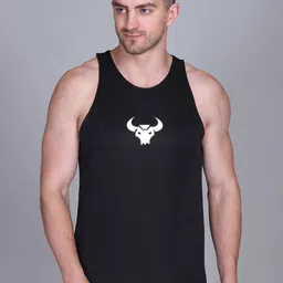 Antiloop Sleeveless Chest Printed Gym Vests Vest-01BullBlack-M-image-98