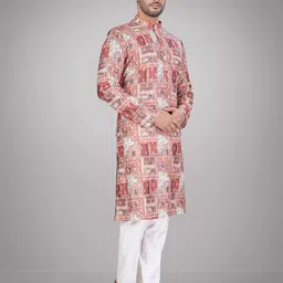 jugg jugg jeeyo Men Self Design Silk Blend Straight Kurta-picture-37