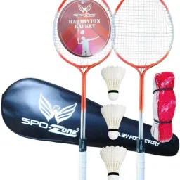 Badminton Kit Combo Set Of 2 Piece Racquet With 3 Piece Shuttle_With Net Cover Badminton Kit-image-12