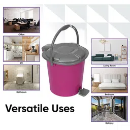 Kuber Industries Pink & Grey Colourblocked Durable Pedal Dustbin With Handle 7L image 4