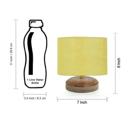 Devansh Yellow Textured Square Wooden Table Lamp image 3