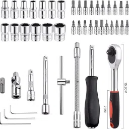 sarvammart 46in1-22 46 in 1 Durable Socket Tool Kit with High-Grip Spanner and Bits Double Sided Box End Wrench image 3