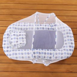 Babyhug Cherry Print Gadda Set With Mosquito Net - Blue image 2