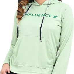 Women Typography Hooded Neck Cotton Blend Green T-Shirt-image-43