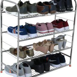 Utensil Kitchen Rack 4 Layer Wall Mount 31x30 inch Multipurpose Shoe Rack | Book Shelf | Steel-image-39