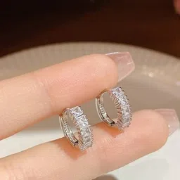 AKISON JEWELS Circular Stone Studded Hoop Earrings-58