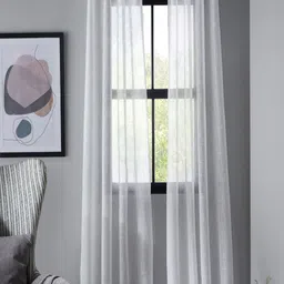 Deco Window White 2 Pieces Sheer Long Door Curtains-image-62