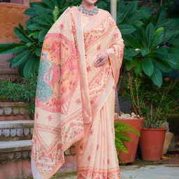 KALINI Floral Linen Blend Khadi Saree-picture-12