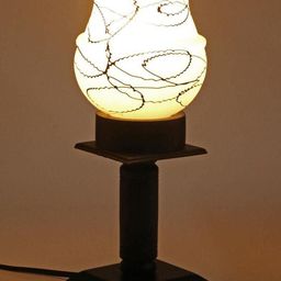 SOMIL White & Black Printed Glass Cylindrical Shaped Table Lamp-image-10