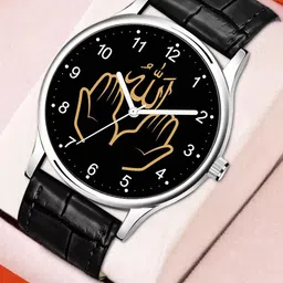 CSAMON Men Dial & Leather Bracelet Style Straps Watch 1018SLV Islamic NUM03 BLK L_SH-image-67