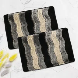 Kuber Industries Black & Grey 2 Pieces Printed Anti-Slip Doormats-image-29
