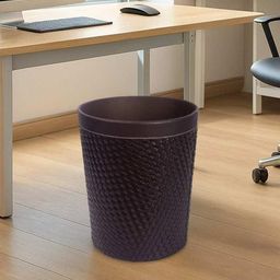 AARVI DECOR STUDIO Decorative Faux Leather Brown Dustbin for Indoors-image-50