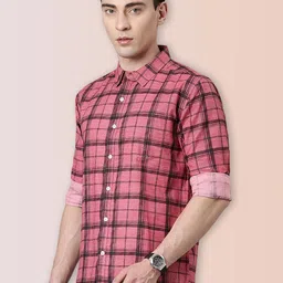 Broon Men Checked Spread Collar Cotton Casual Shirt-picture-37