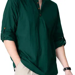 SHOPYCLICK Solid Cotton Blend Straight Kurta-image-22