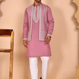 Jompers Men Floral Embroidered Regular Sequinned Kurta With Pyjamas-picture-50