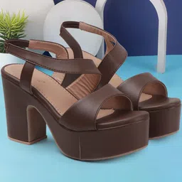 Smart & Sleek Women Brown Solid Platform Heels-picture-38