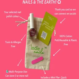 indie nails Indie Nail Set Of 5 Long Lasting Glossy Nail Polish With Mini Filer & Potli - 5 ml Each image 2