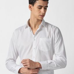 Van Heusen Men Slim Fit Solid Spread Collar Pure Cotton Formal Shirt-picture-2