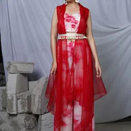 Shades of Sabi Dyed Shoulder-Strap Neck Top With Palazzo & Shrug Co-Ords-picture-6