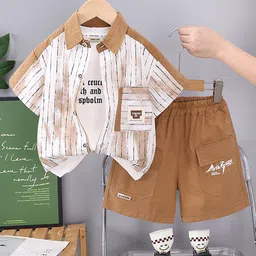 INCLUD Boys Striped Short Sleeves Shirt With Shorts-image-91