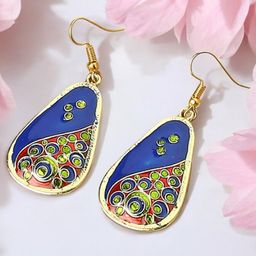 Anouk Artificial Stones Studded and Beaded Meenakari Peacock Shaped Drop Earrings-6