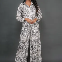 GO BOUJEE Printed Top, Shirt & Trousers Co-Ord Set-image-53
