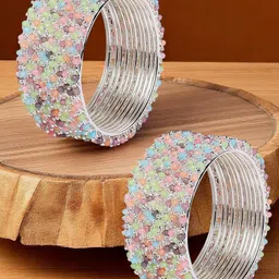 OOMPH Set Of 24 Crystal-Studded & Beaded Bangles-14