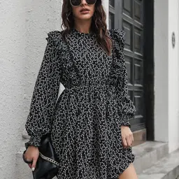 HERE&NOW Women Abstract Print Fit & Flare Dress-image-52