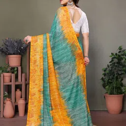 WINKLECART Embroidered Pure Georgette Block Print Saree image 5