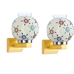 1ST TIME Set Of 2 Multicoloured Glass Spherical Shaped Wall Lamp-picture-39