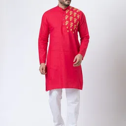 Rainbow Cloths Men Embroidered Thread Work Kurta-picture-33