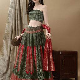 JULEE Floral Woven Design Ready to Wear Lehenga & Unstitched Blouse With Dupatta-picture-35
