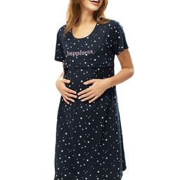 Lotik Stars Print T-shirt Nightdress-image-1