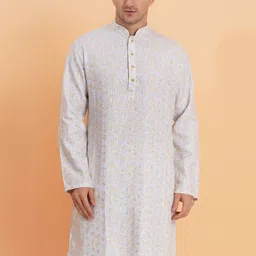 SG LEMAN Men Ethnic Motifs Embroidered Chikankari Kurta-image-45