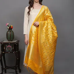 Exotic India Floral Woven Design Dupatta With Zari-image-22