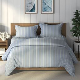 Nautica Grey & White Striped Pure Cotton AC Room Double Queen Bedding Set-picture-18
