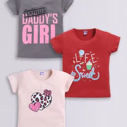 Here&Now X Game Begins Girls Pack Of 3 Assorted Printed Pure Cotton T-shirts-picture-58