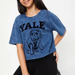 max Girls Typography Printed Raw Edge T-shirt-image-81