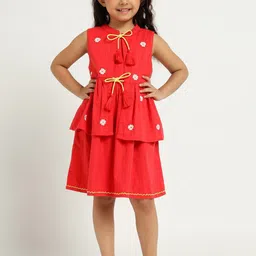 Somersault Girls Cotton Layered Fit & Flare Dress & Shrug Set-picture-56