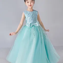 JC SPARKLE Girl Round Neck Flared Maxi Dress-image-8