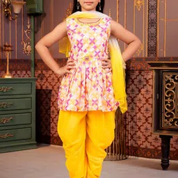 Sangria Girls Embroidered A-Line Kurta With Dhoti And Dupatta-image-95